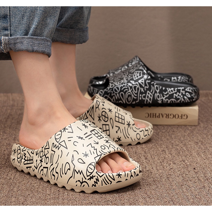 Sandal Rumah Wanita Pria Bermotif Corak Import Fashion Korea Jepang / Sendal Selop Wanita Karet Sand