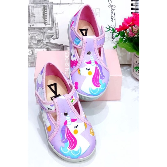 Sepatu Anak Perempuan Sepatu Flat Shoes Anak Sepatu Pesta Anak Lucu Karakter Unicorn Ungu Cute Murah