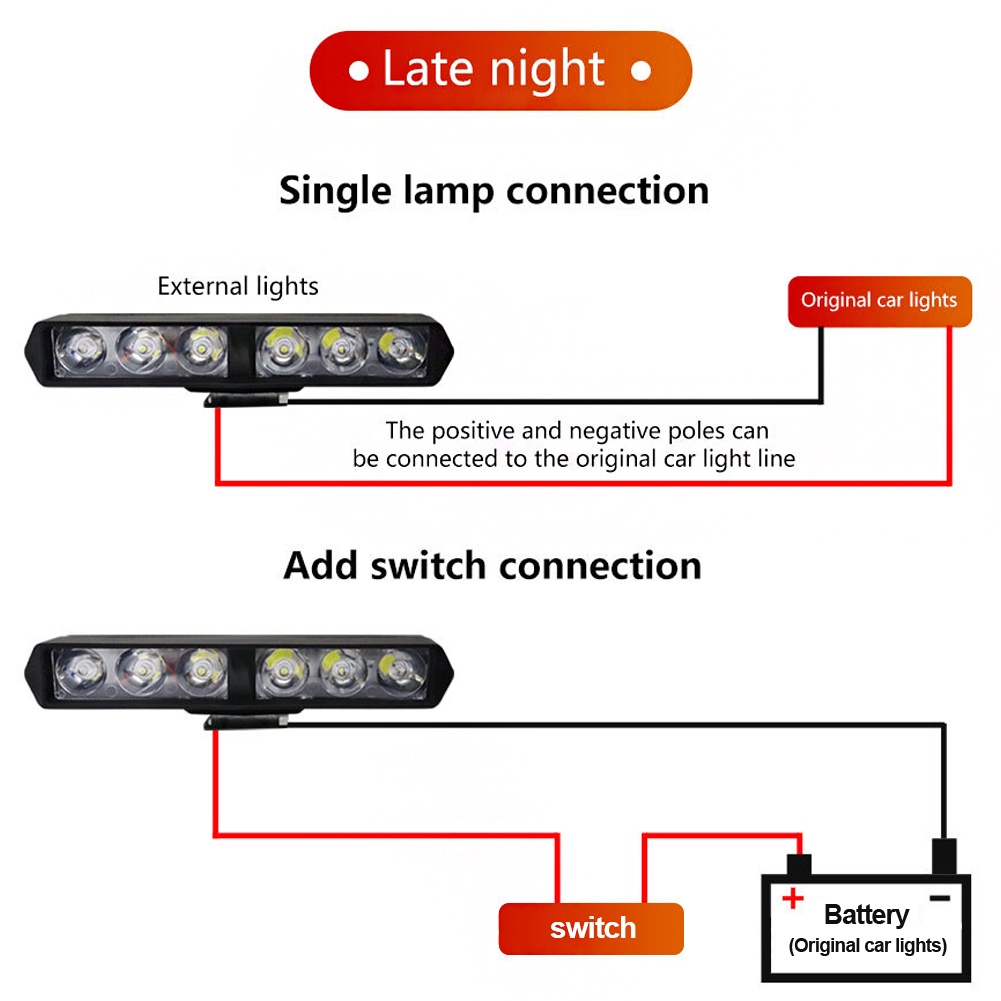 2Pcs DRL Strobo 6LED Lampu Depan Sepeda Motor Lampu Sorot Tambahan Kecerahan Tinggi Lampu Kendaraan Listrik Skuter Dimodifikasi Lampu