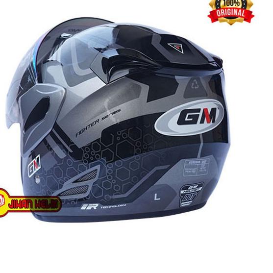 Ready Stock.. HELM / GM HELM / HELM GM / HELM GM FIGHTER 911 DARK GREY SILVER TERMURAH
