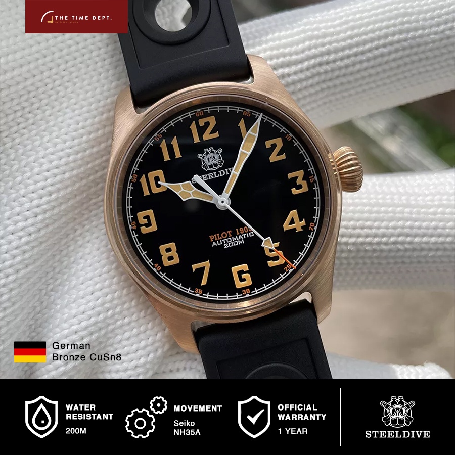 Steeldive SD1940SV Jam Tangan Pilot Vintage Bronze/Perunggu German Bronze Diver