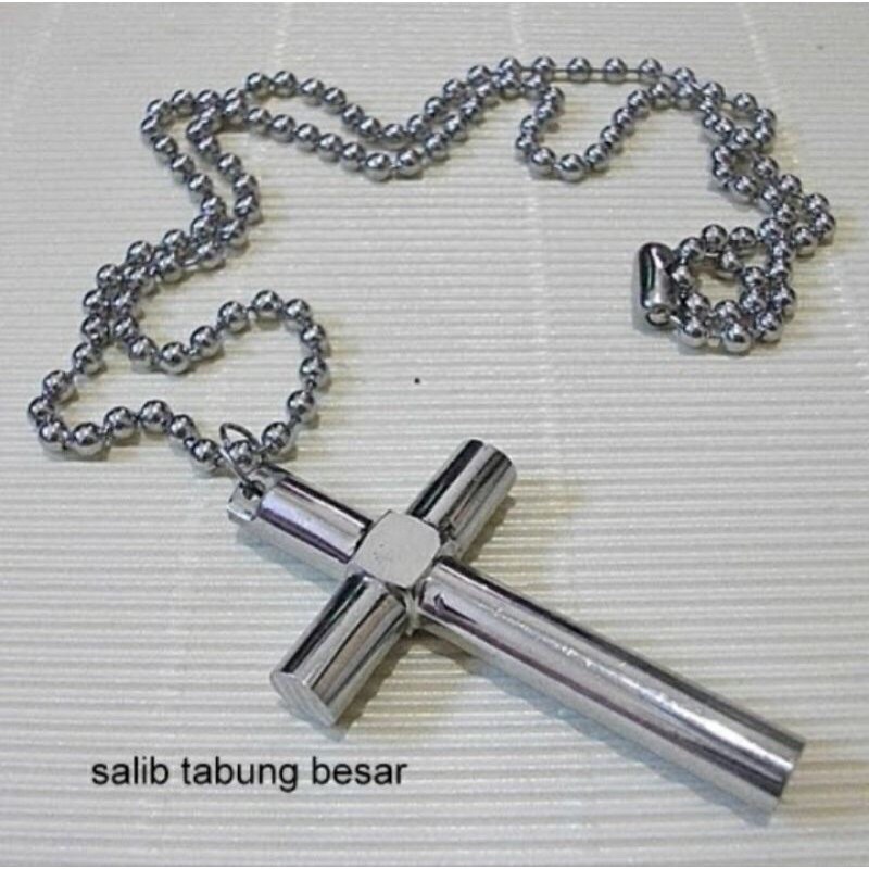KALUNG TITANIUM PRIA SALIP BULAT BESAR 7mm RANTAI BIJI LADA TITANIUM