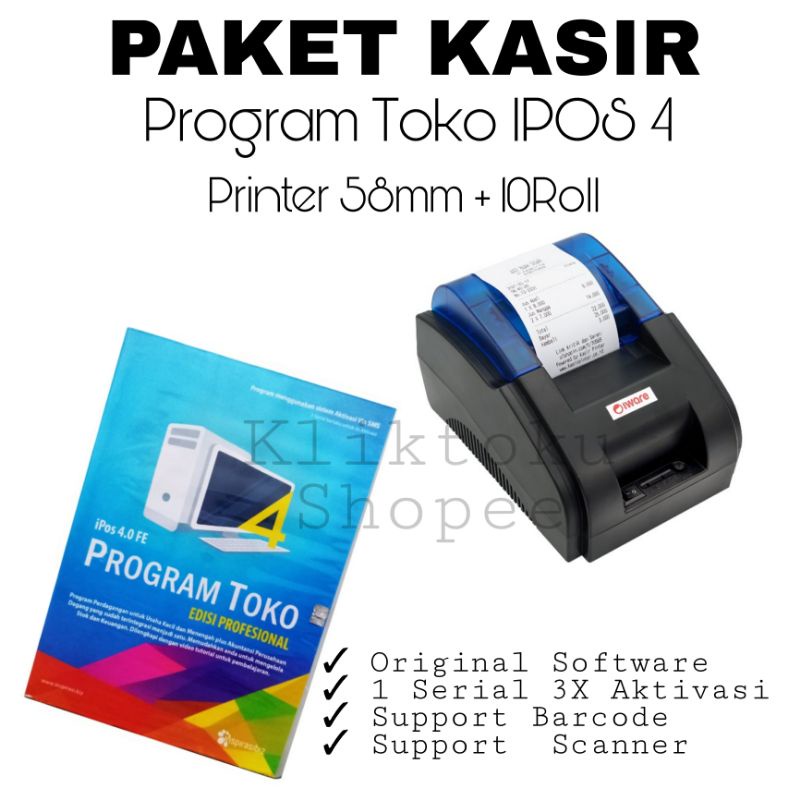 PAKET KASIR IPOS4 + PRINTER 58MM 10ROLL