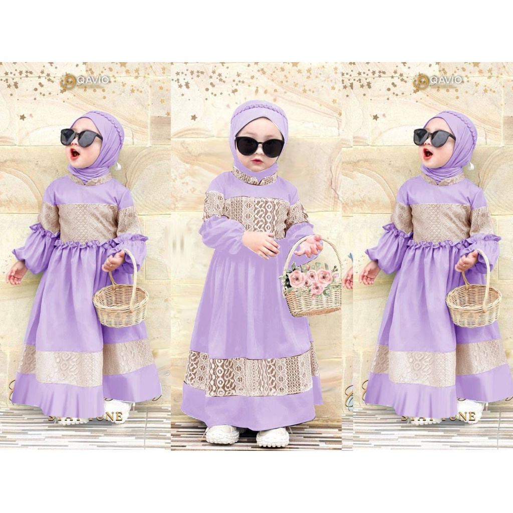 Gamis Anak Perempuan Brukat Trend Terbaru 2022 Sage Green Lilac Hijau Sage Syari St Kayla Kid Gaun A