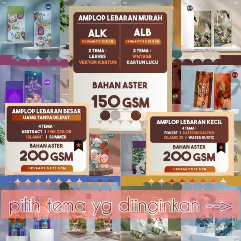 

AMPLOP LEBARAN BAHAN ASTER (150 GSM dan 200 GSM) - AMPLOP 1 PACK ISI 20 PCS // AMPLOP LEBARAN 2025