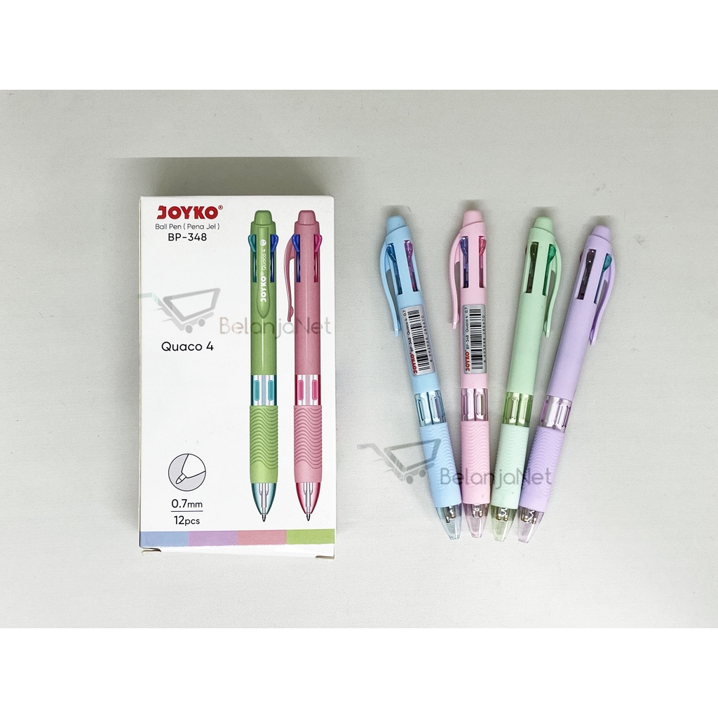 Pen Cetek Pulpen Ballpoint Joyko Quaco Pastel BP-348 4 warna 0.7mm