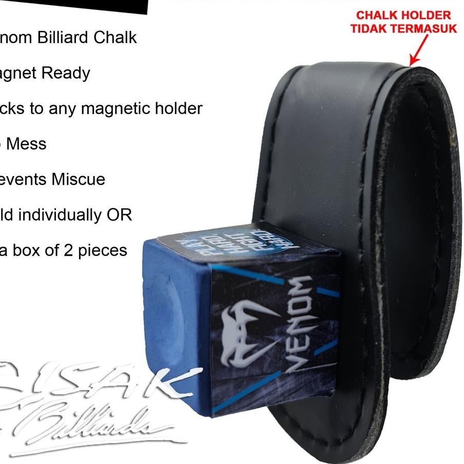 ➙➼✦❃ Venom Chalk Blue - Magnet Ready Box 2 pcs Billiard Chalks Kapur Cuk Biliar Biru Asli Stok Banya