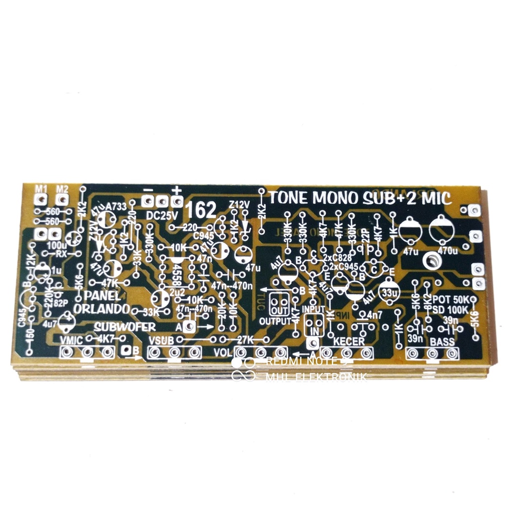 PCB TONE CONTROL MONO SUBWOOFER + 2 MIC PANEL MP3 SPEAKER AKTIF 162 ORLANDO