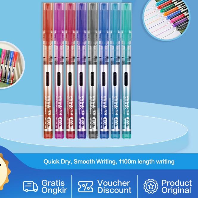 

ORD✢ Deli Color Roller Pen / Pulpen Warna-Warni isi 8 0.5mm Penulisan Lancar EQ300-8C Paling Disukai