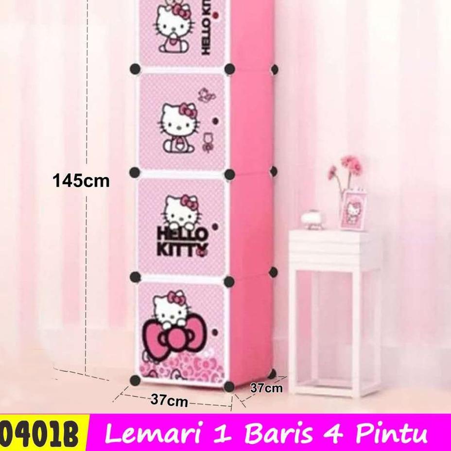 Menarik Lemari Baju 4 Pintu Plastik Pakaian Rak Karakter Mudah Bongkar Pasang Serbaguna