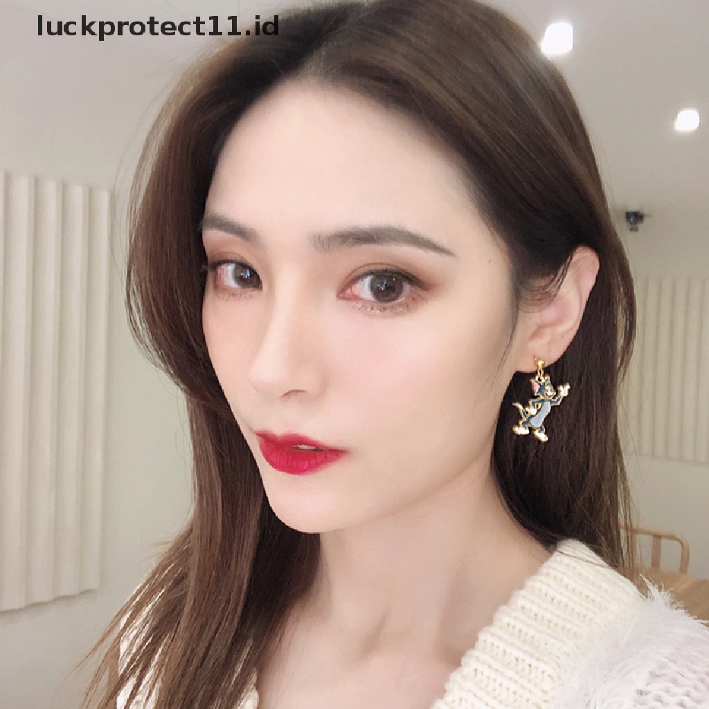 /Fashion Hot// Fashion// Kartun Kucing Mouse Anting Telinga Klip Gadis Manis Sederhana Liar Panjang Menjuntai Anting-Anting.