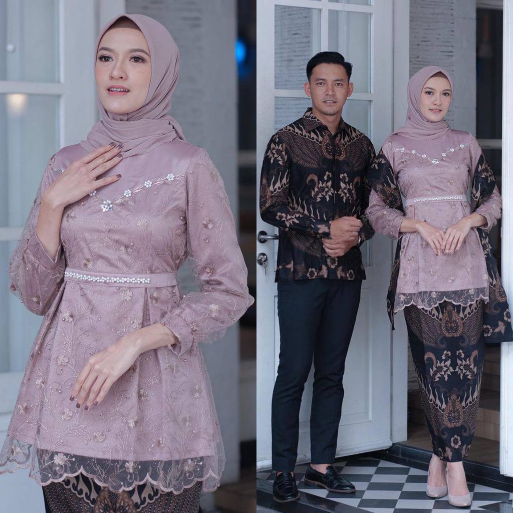 SET KEBAYA COUPLE TANIA NATALI MODERN KEBAYA WISUDA BATIK COUPLE TUNANGAN KONDANGAN LAMARAN SERAGAM 