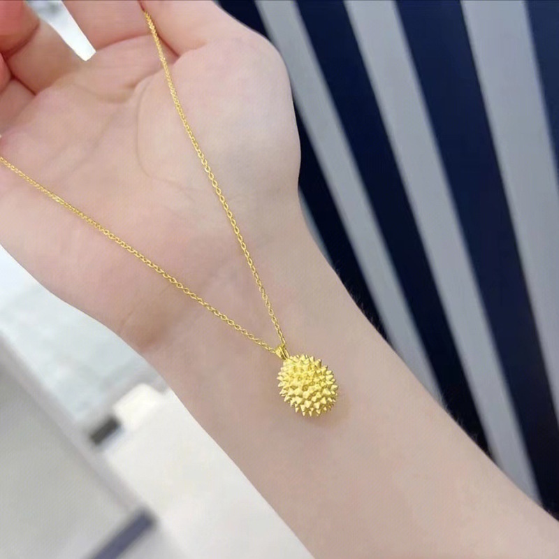 Kalung Durian Wanita Liontin Emas Fashion Kalung Pendek Hadiah Hari Valentine Untuk Pacar