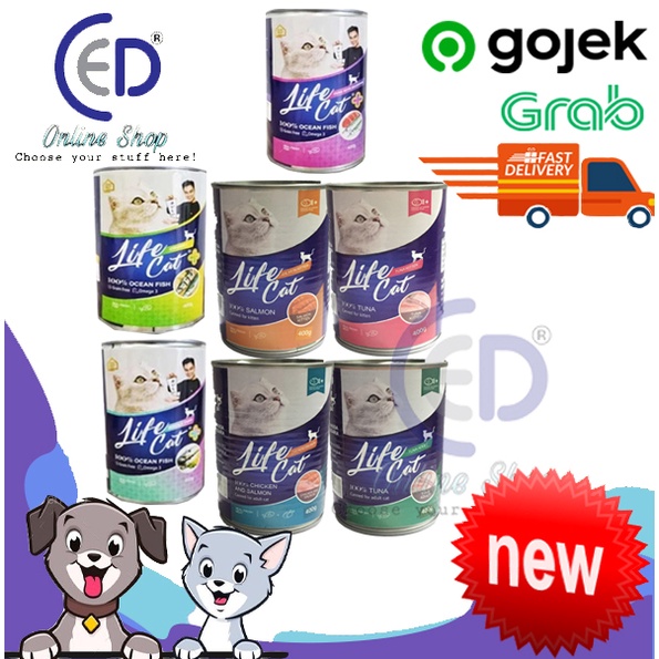 Makanan kucing kaleng basah life cat wet food 400gr all varian  (WAJIB DEIAN BUBBLE WRAPS)