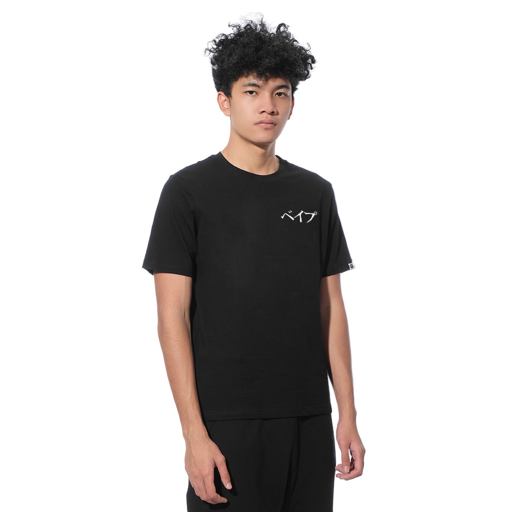 A Bathing Ape Embroidered Style Japan Culture T-Shirt Black