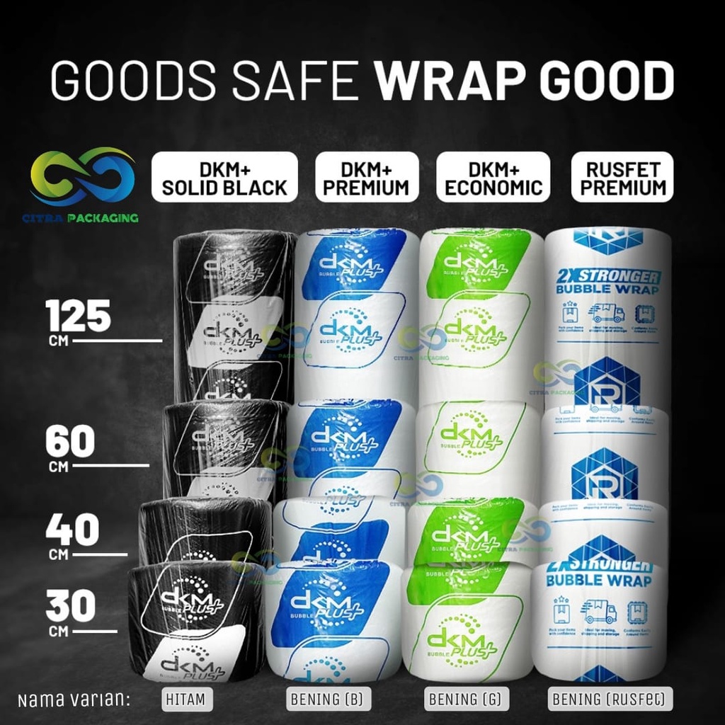 

PLASTIK BUBBLE / BUBLE / BABEL WRAP ROLL HITAM 125CM X 50M RUSFET DKM
