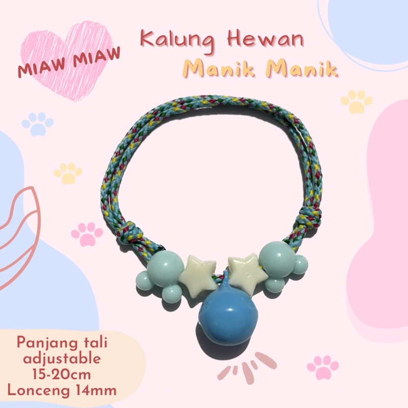 Kalung Kucing Kitten Manik Lonceng 14mm by Miaw Miaw