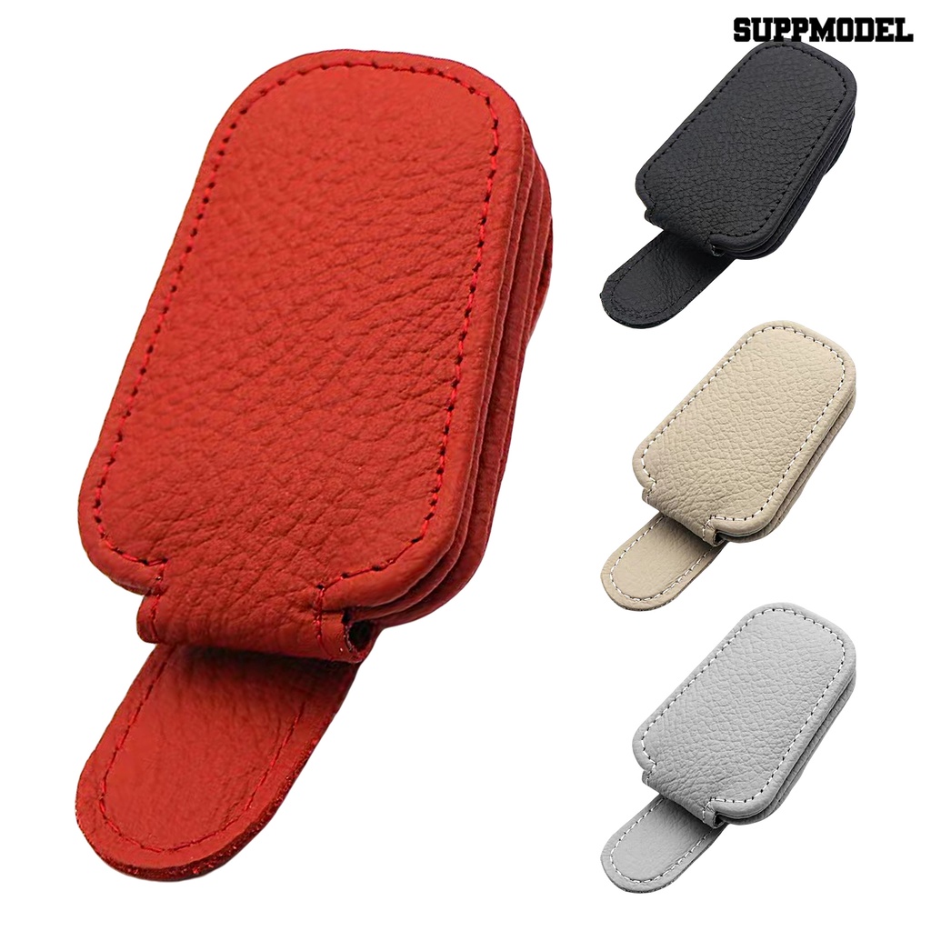 [Auto] Sunglass Holder Klip Multifungsi Desain ic Kulit Imitasi Pelindung Matahari Mobil Dipasang Klip Gantungan Kacamata Untuk Mobil