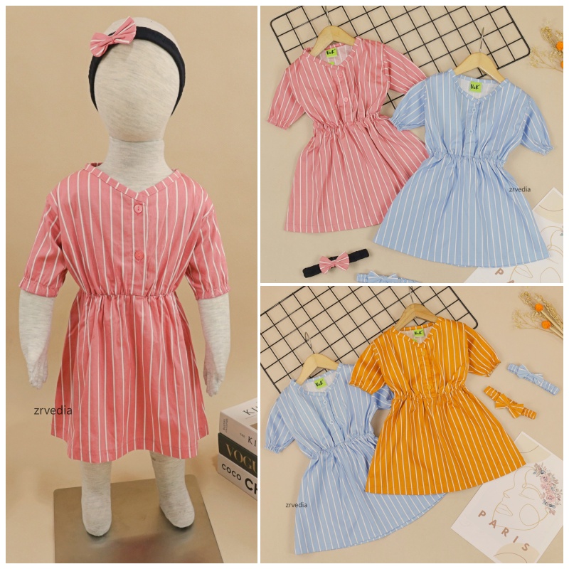 [FREE BANDANA] Dress Baby Grande uk 12-36 Month / Tunik Anak Perempuan Dres Daily Balita Branded ZR Vedia