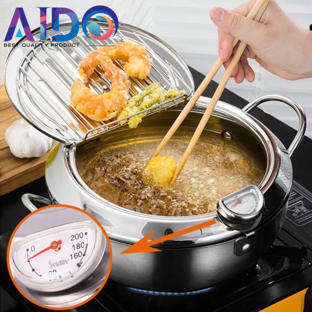 Deep fryer pot thermometer / panci penggoreng suhu tinggi / alat penggorengan dengan tirisan stainless 8220