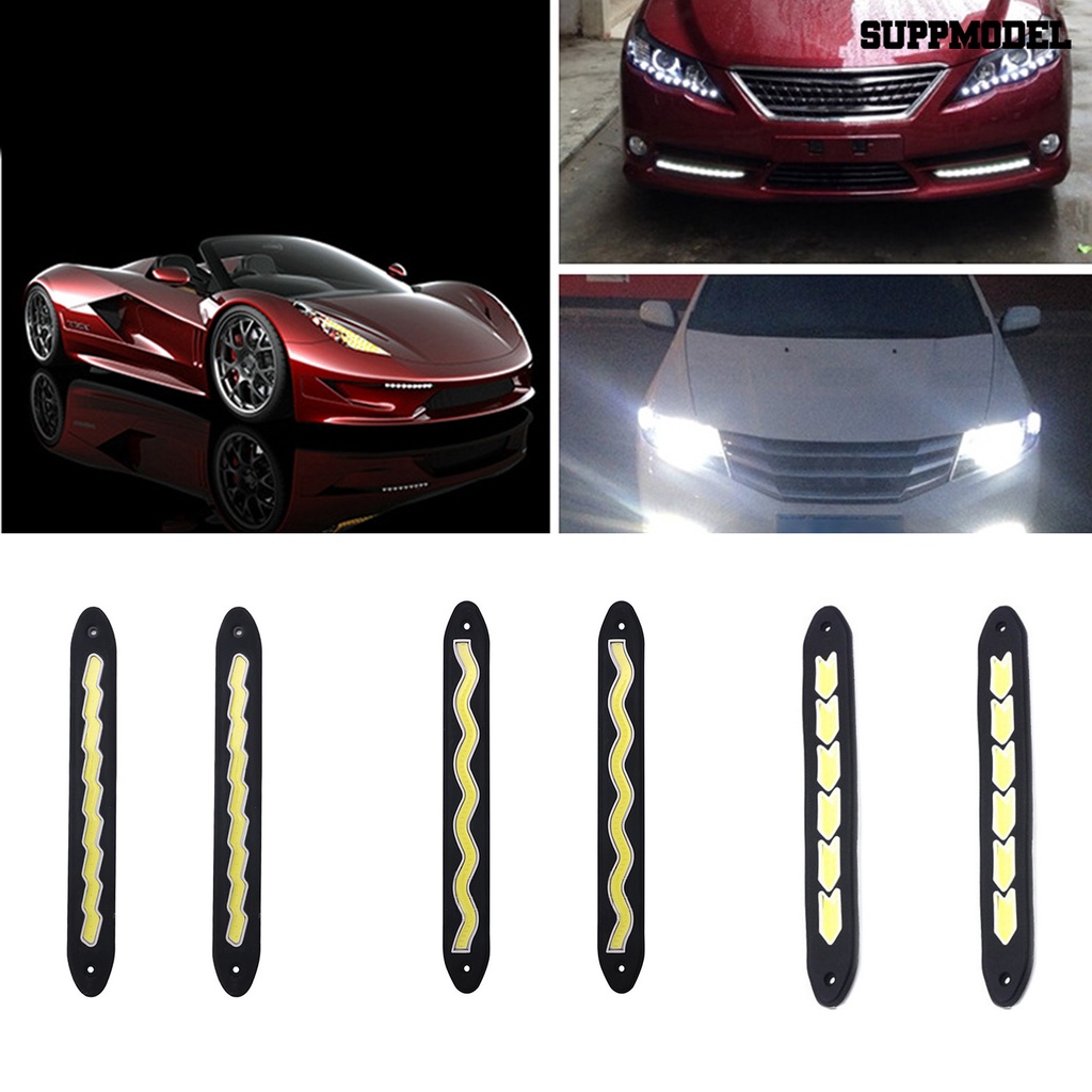 [Auto] 2pcs Lampu Lari Siang Hari Flexible COB Silikon 12V LED DRL Kabut Mengemudi Dome Interior Lampu Untuk Mobil