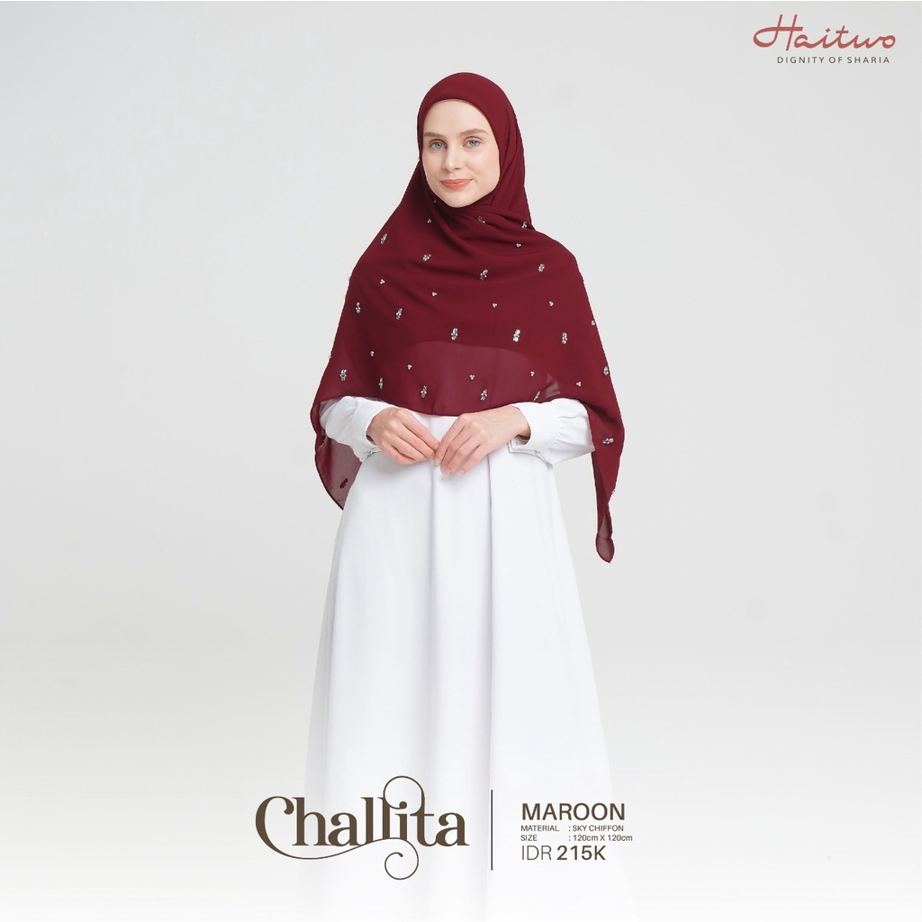 HAITWO HIJAB CHALILITA HIJAB MODERN KEKINIAN BAHAN SKY CHIFFON MOTIF PRINT by HAITWO HIJAB