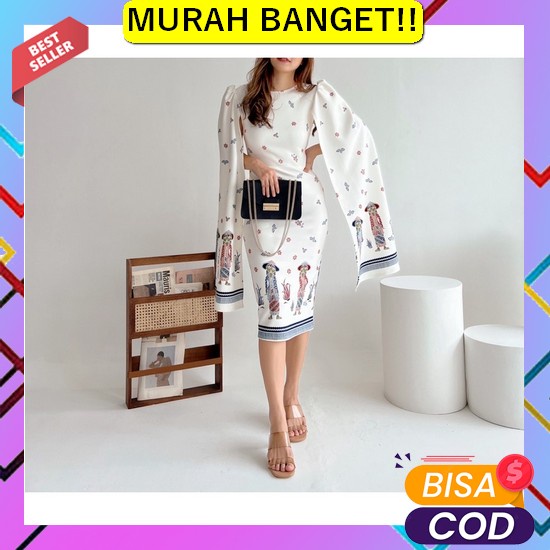Baju Kondangan Wanita Dress Wanita Casual Dress Brukat Tile Gliter Man Herfit Collinz Cape Dress / 9