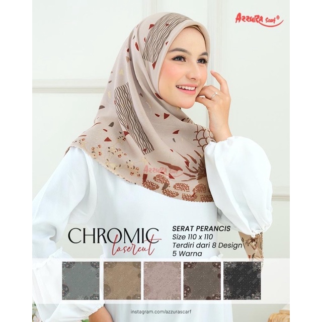 ( SERI A ) SEGIEMPAT MOTIF CHROMIC LASERCUT AZZURA SERAT PRANCIS