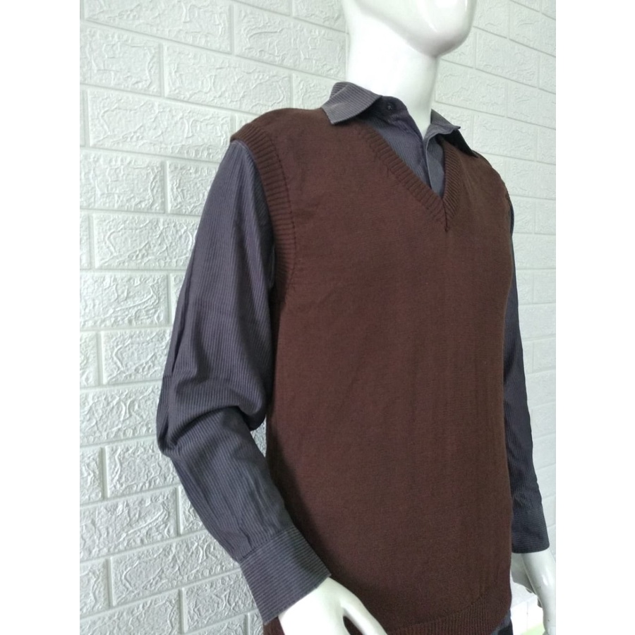 MR Rompi / Vest rajut dewasa Hitam, Maroon, Navy, Abu, Coklat