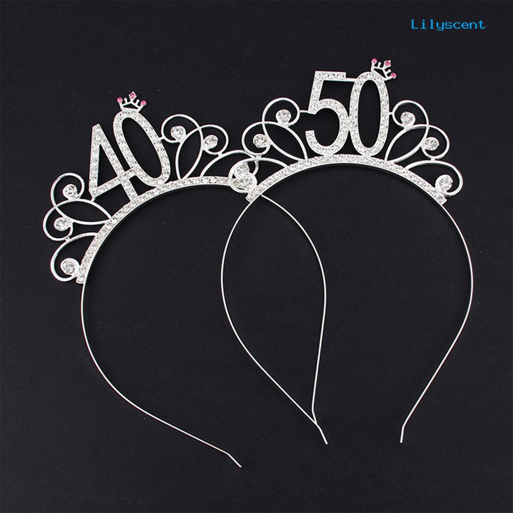 [LS]16/18 /21/30 /40/50/60/80 Pesta Ulang Tahun Tiara Mahkota Bando Rambut Loop Dekorasi