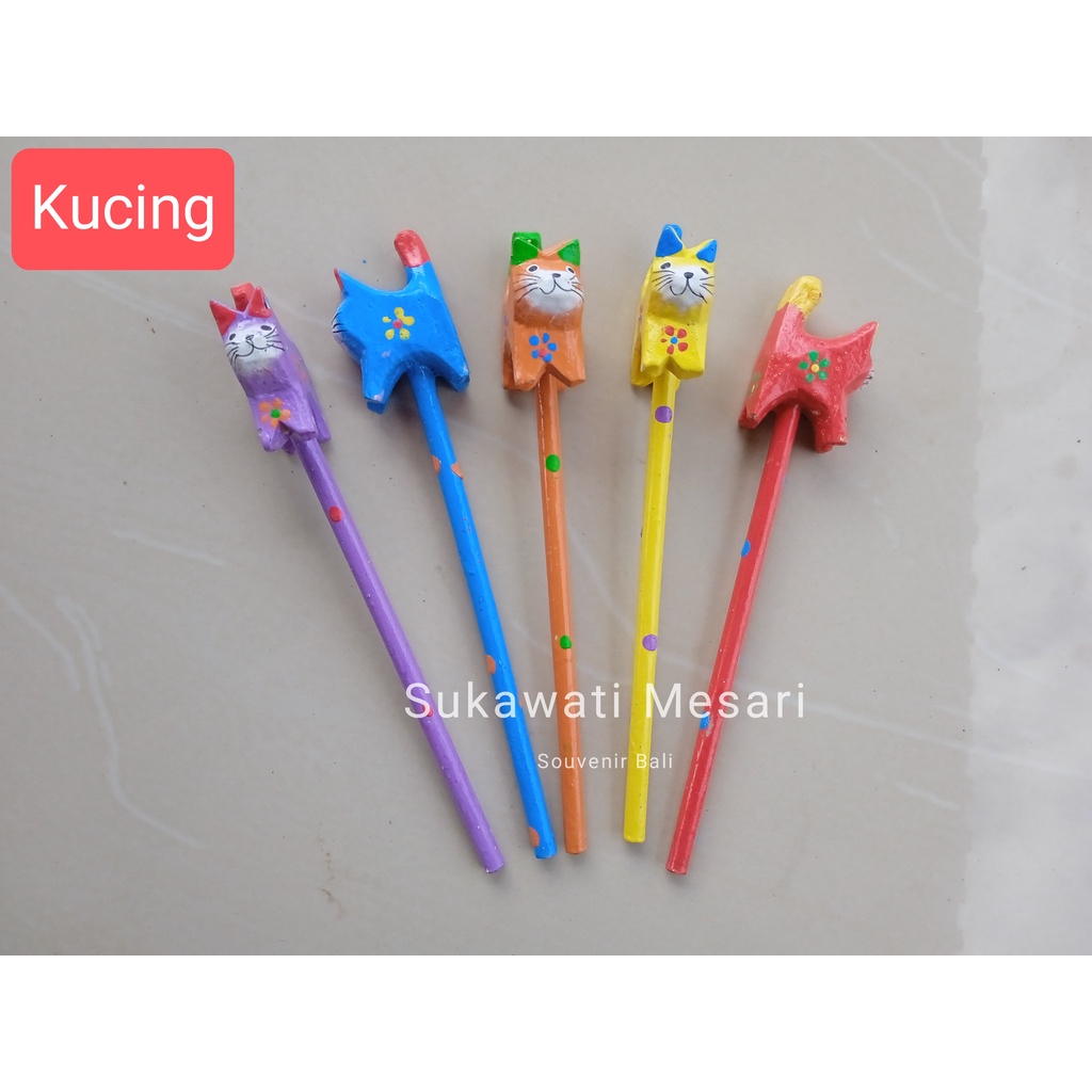 

Pensil Pencil Anak Motif Hewan 1 Paket isi 5Pcs Kucing Monyet Ikan Kodok Kura - Kura Warna Warni Mainan Edukasi Anak Kerajinan Bali