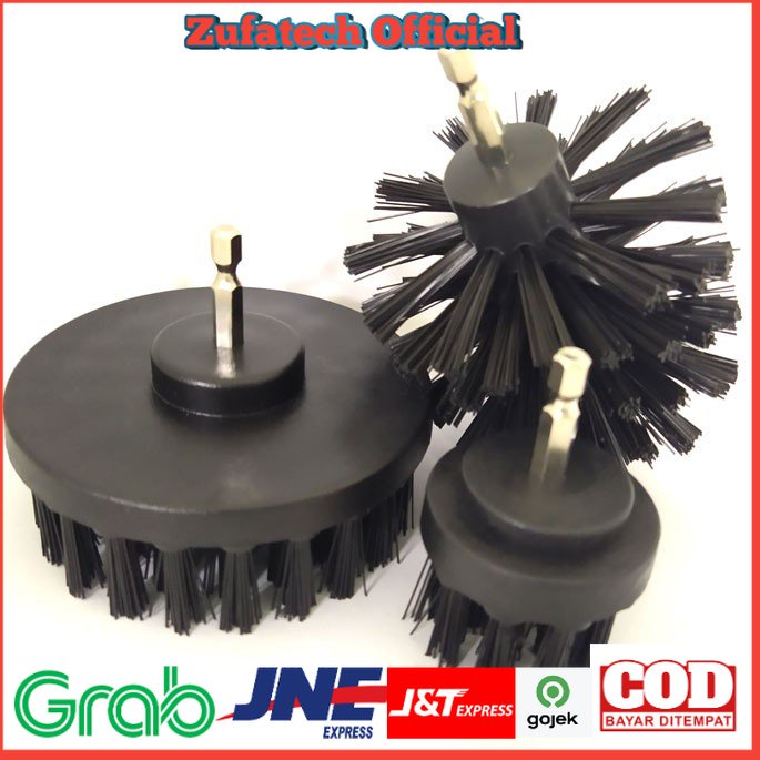 MSHIER Kepala Sikat Bor Elektrik Power Cleaning Brush Head 3 PCS - DB003B - Black