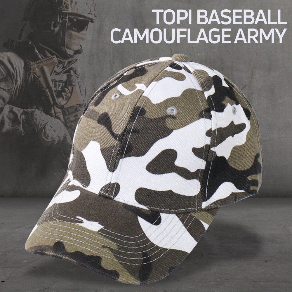 Topi Trucker Baseball Camouflage Army Summer Hat - S8R - 7RHZ21GY Gray