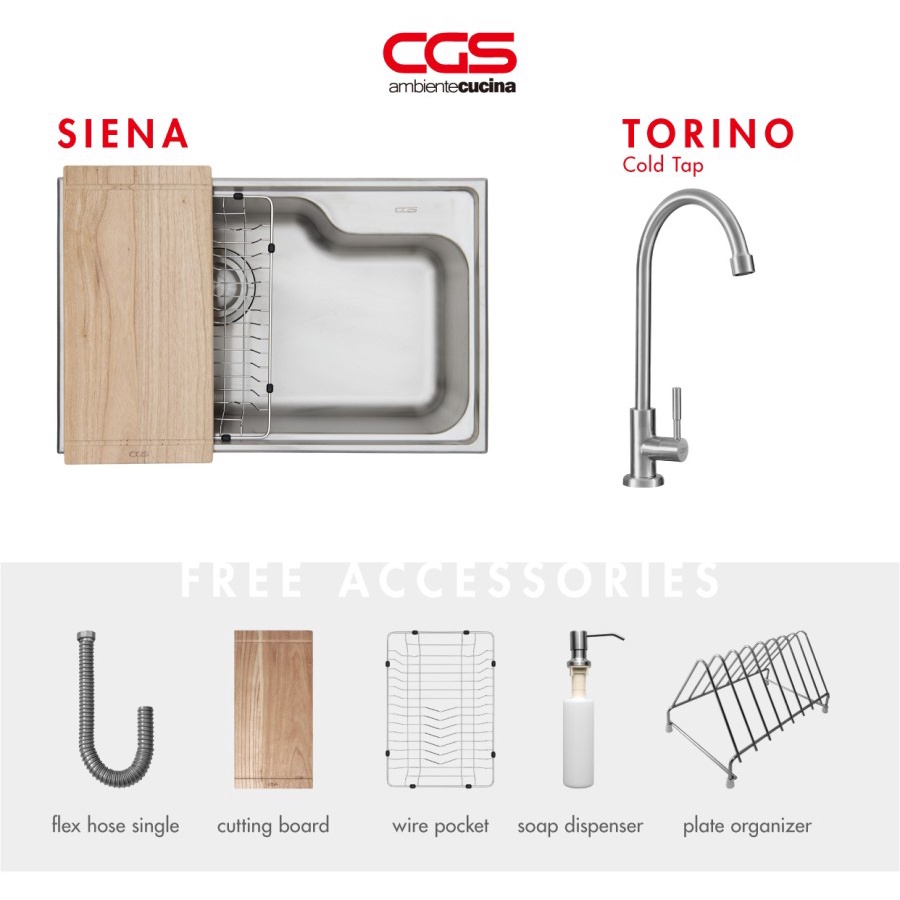 Promo Bundle : CGS Siena Kitchen Sink + Kran Air CGS Torino