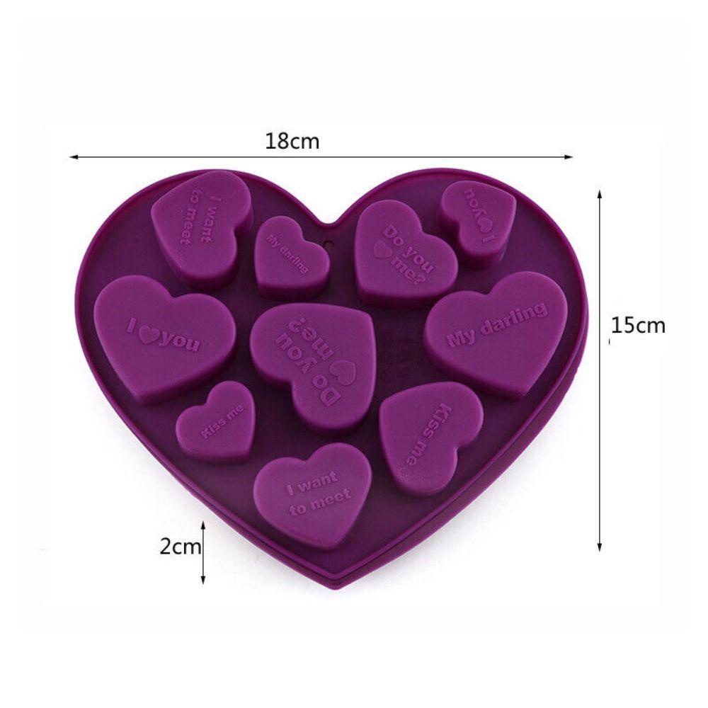 Solighter Cetakan Silikon Hari Valentine Aksesoris Baking DIY Sabun Cetakan Berbentuk Hati 3D Art Wax Mold