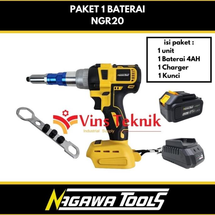 PAKET 1 BATERAI Rivet baterai Blind Riveting Gun Nagawa Tools NGR20