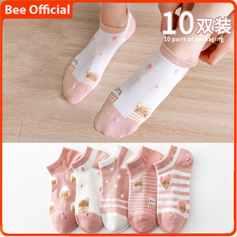 BEE - Kaos Kaki Pendek Semata Kaki / Ankle Sock Motif Kucing karakter lucu kaos kaki fashion SC 14