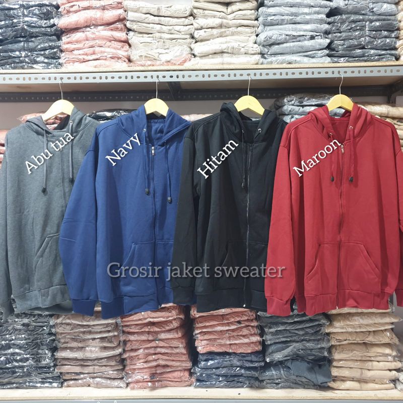 Hoodie zipper polos pria/wanita