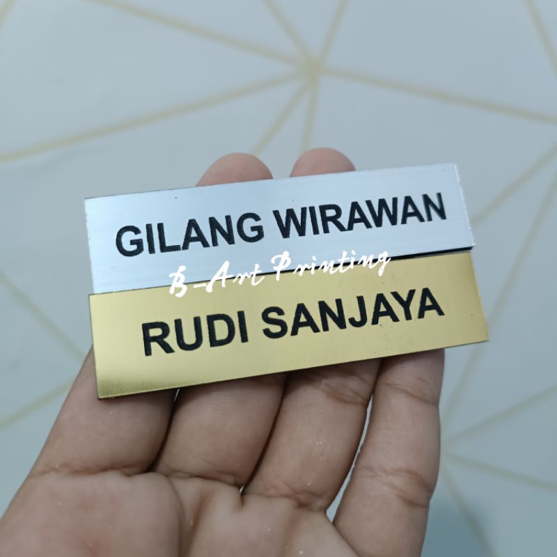 READY SEHARI JADI Nametag GOLD SILVER LASER TEBAL  Nem tag PNS / Nametag Akrilik Gold dan Silver / Nametag Akrilik / Nametag Murah / Nametag Gravir / Gravograph