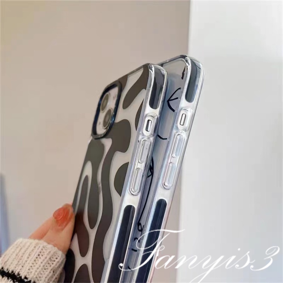 Compatible For iPhone 14 13 12 11 Pro Max X XR Xs Max 8 7 6 6s Plus SE 2020 Kompatibel Untuk Kartun Abstrak Geometri Ponsel Case Bening TPU Lembut Cover Pelindung