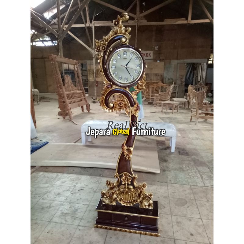 Jam Hias Ukir Jati kuncup ( jam hias murah, jam jati, hiasan ukir jati )