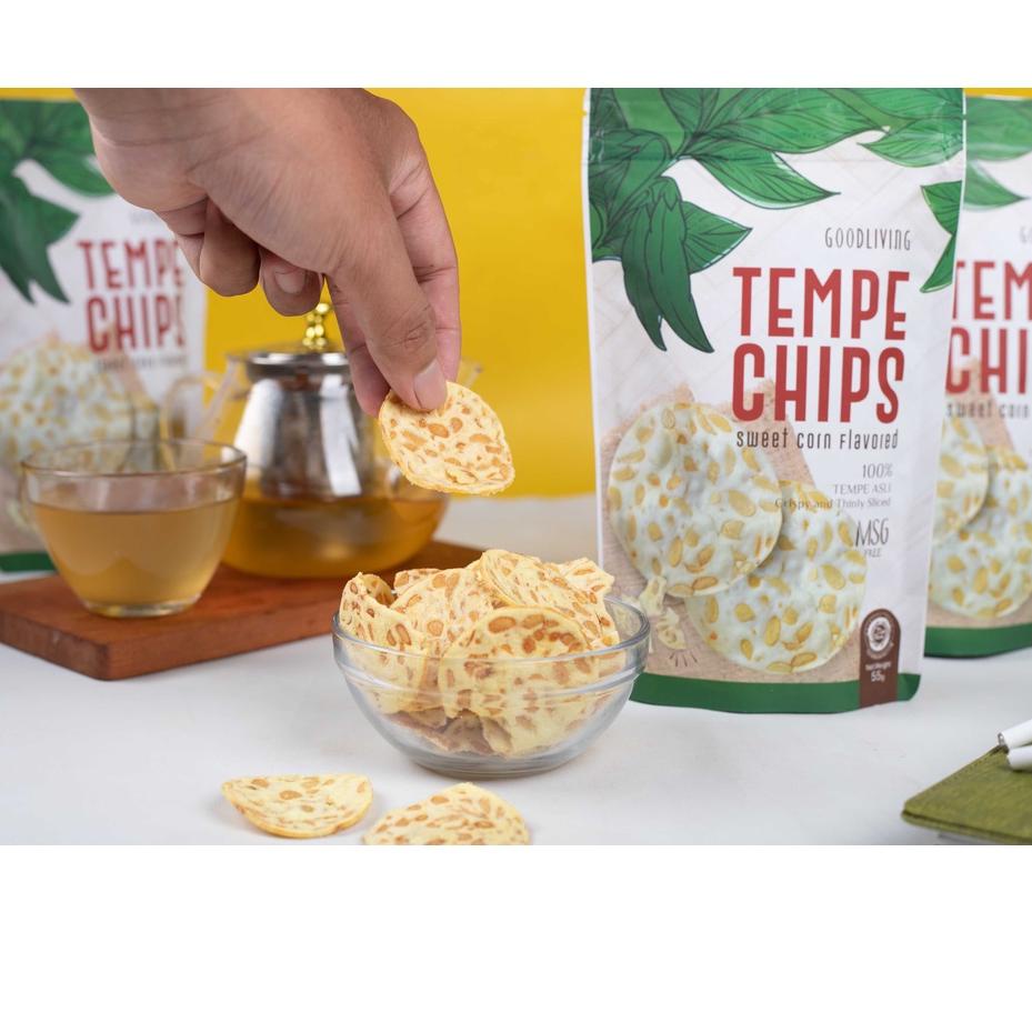 

YU7❆ GOODLIVING TEMPE CHIPS RASA JAGUNG 55 GR | SNACK KERIPIK TEMPE SEHAT Paling Laris
