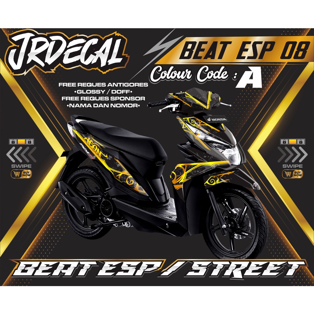 (BISA COD) DECAL STICKER HONDA BEAT ESP STREET HITAM BATIK ABSTRAK FULLBODY- DECAL STICKER HONDA BEA