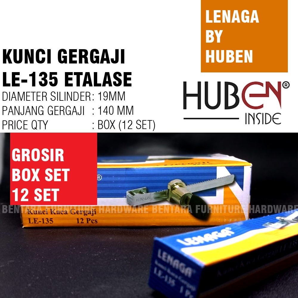 (GROSIR) Lenaga by Huben LE-135  Kunci Huben Kunci Gergaji Kunci Etalase Kaca  (BOX SET = 12 PCS)