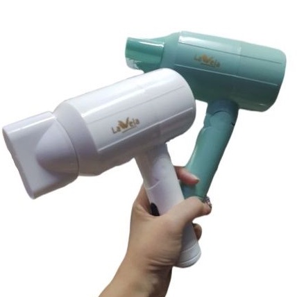 Hairdryer LAVELA 350 watt pengering rambut bisa dilipat putih white hijau mint green pink 2 speed