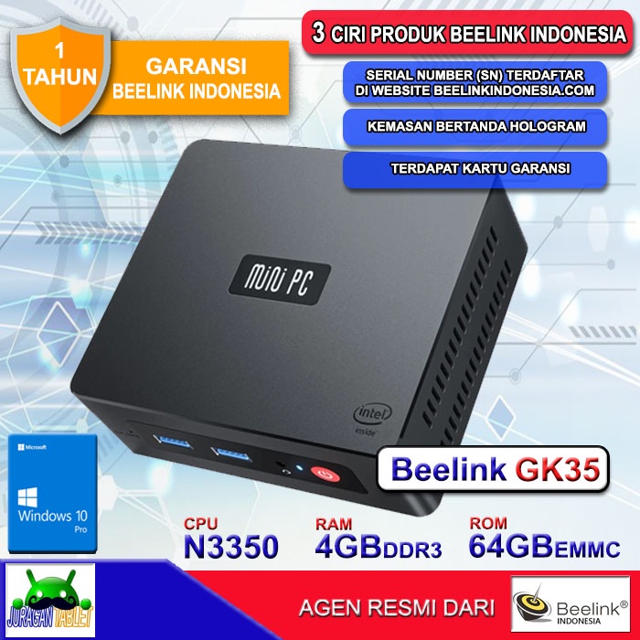 Mini PC Beelink GK35 4/64GB Intel Apollo Lake N3350 Dual HDMI Windows 10 Pro