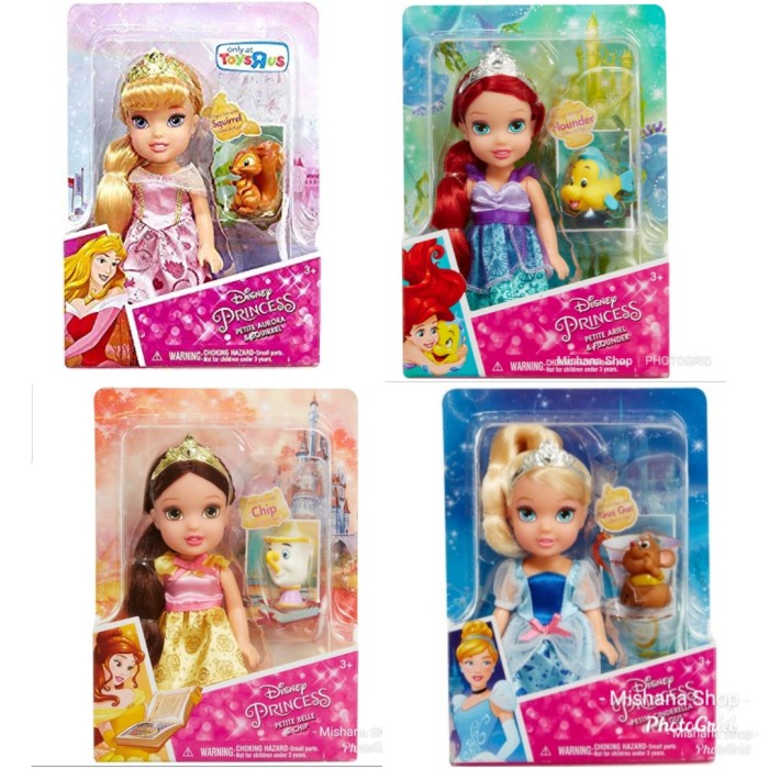 Boneka Disney Princess Petite Belle Doll & Chip - 16Cm #Original