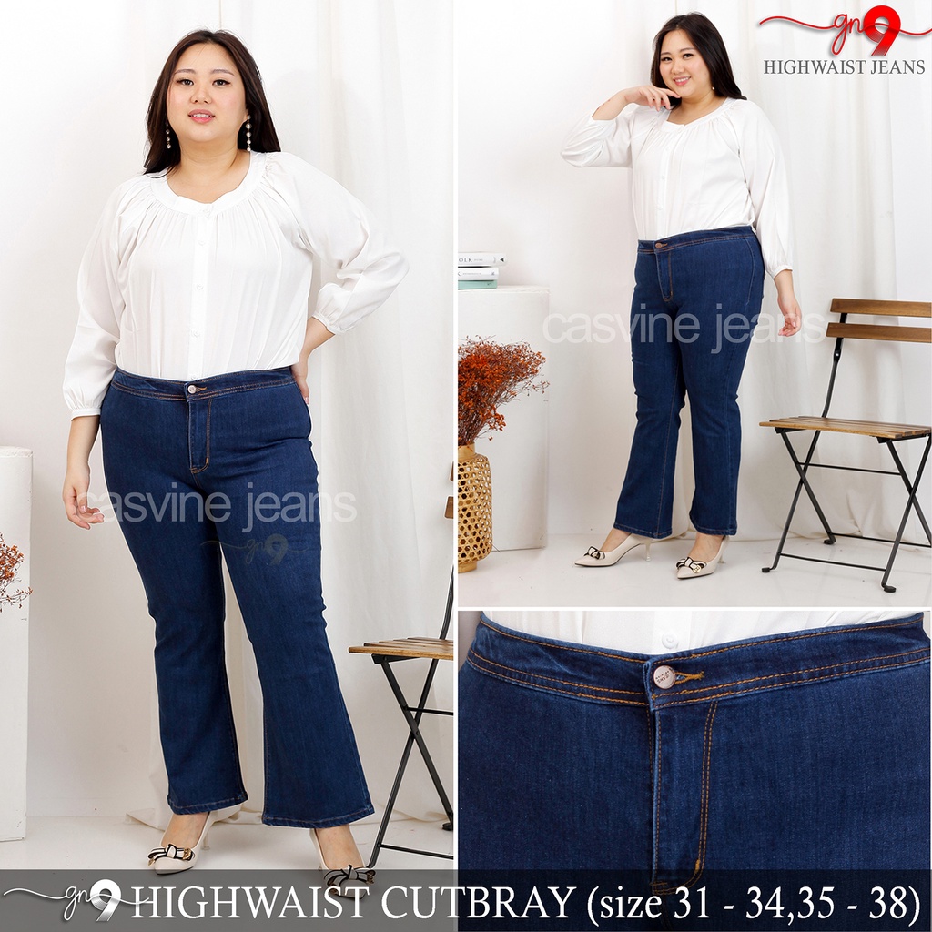 Celana Jeans Highwaist Super Jumbo Hitam n Darkblue 4552