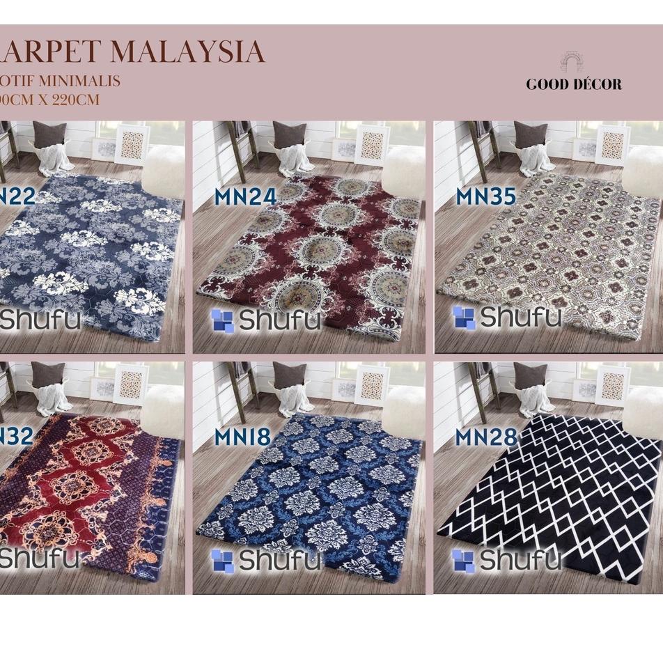 RESTOCK Karpet Lantai Premium | Ukuran 190x220 | Motif Minimalis & Bunga | Karpet Malaysia | Karpet 