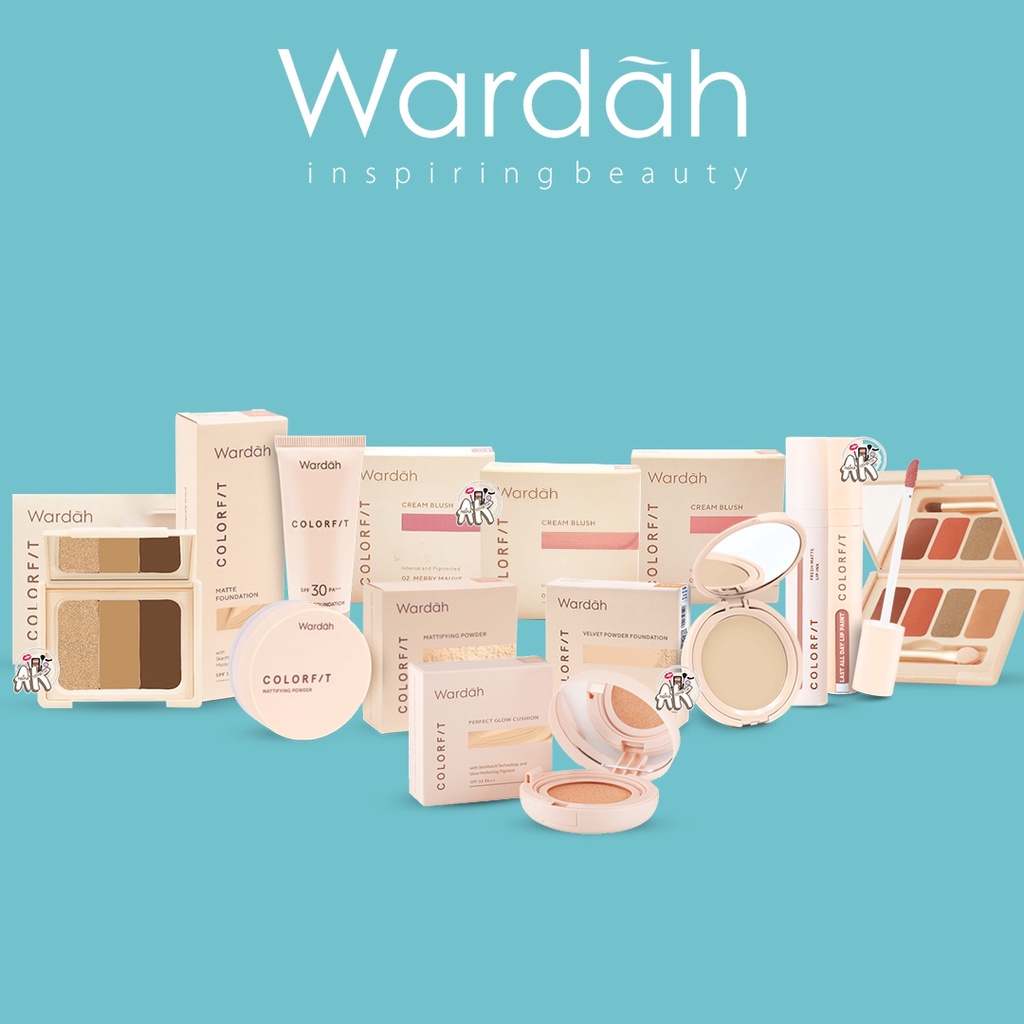WARDAH COLORFIT SERIES (Matte foundation, Quad Eye Pallete, Highlight Contour Pallete, Powder, Velvet Powder Foundation, Lip Paint colorfit, Fresh Matte Lip Ink, Cushion)